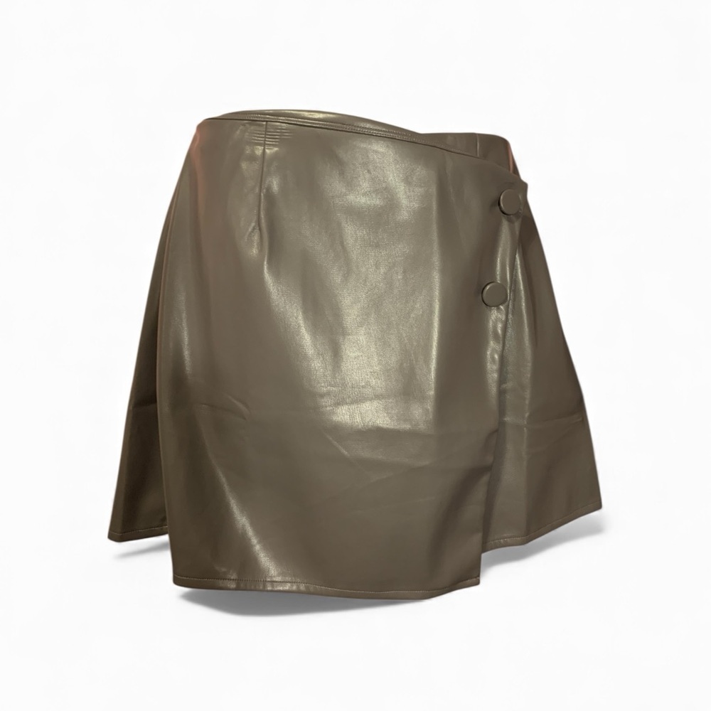 Gray Faux Leather Mini Skirt (item#10079)